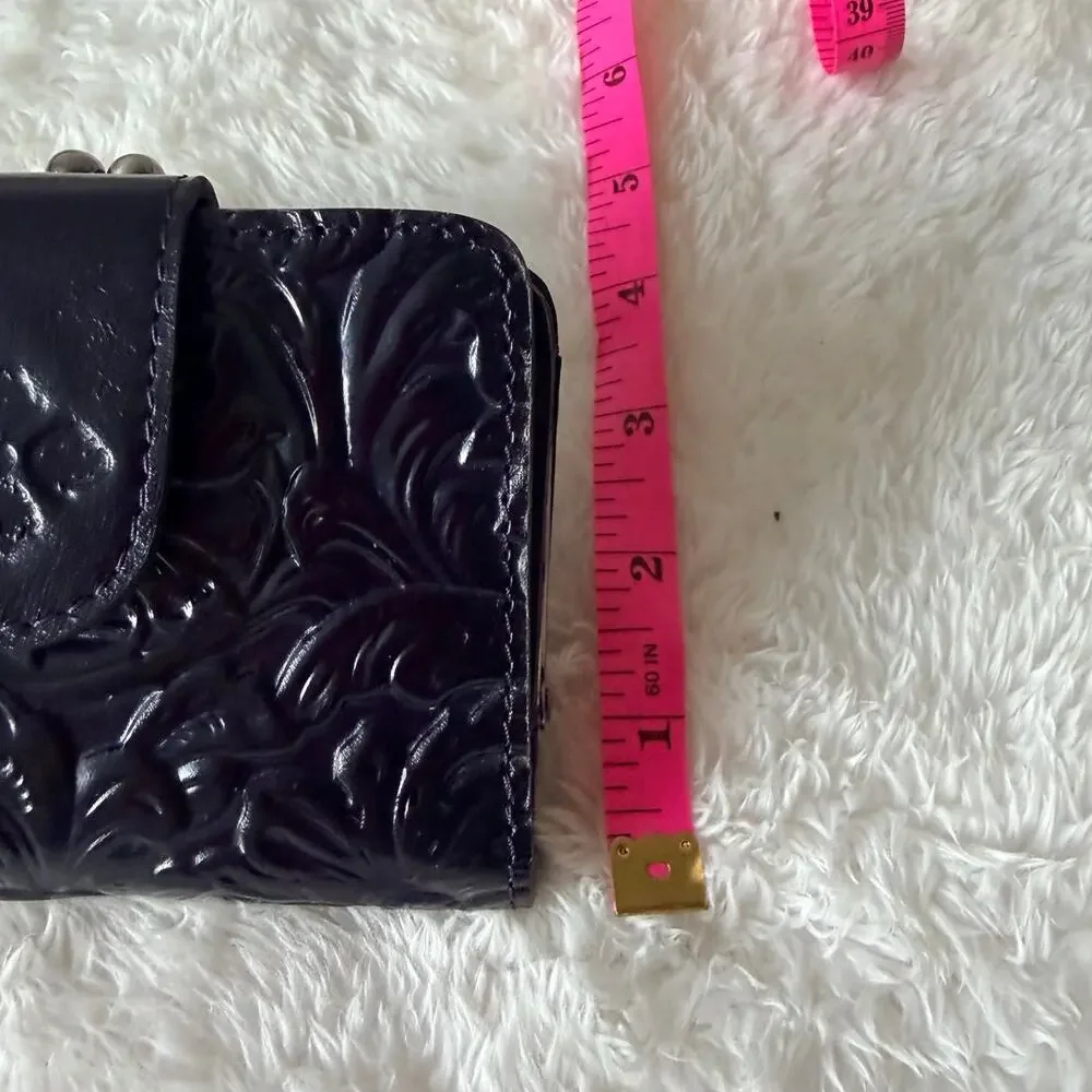 Patricia Nash Reiti Purple Tooled Leather Bifold Kisslock Wallet NWOT